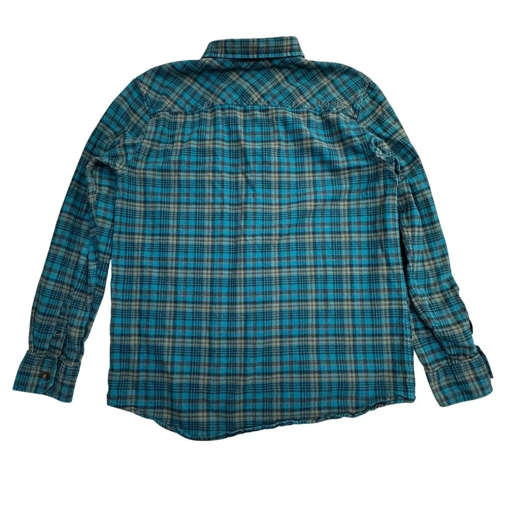 Oakley Shirt Mens Large Blue‎ Plaid Flannel Long Sleeve Button Up Skate